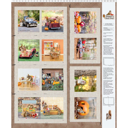 Clothworks Fabrics  Brown Taupe The Secret Life of Squirrels Storybook
