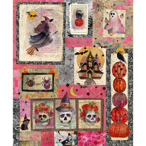 Clothworks Fabrics Sue Zipkin Pink Cream Grey Faboolous 36 Inch Panel