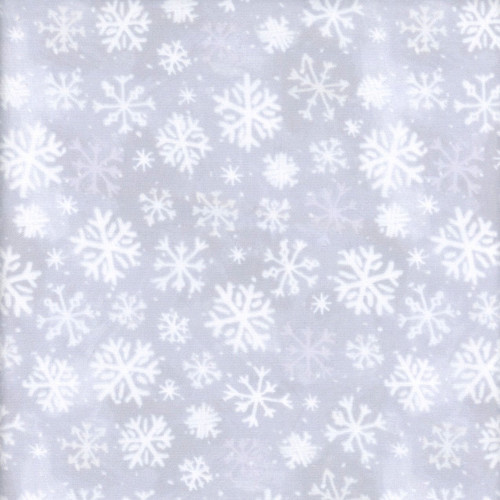 Clothworks Fabrics Anita Jeram Grey White Snowtime FLANNEL Snowflakes