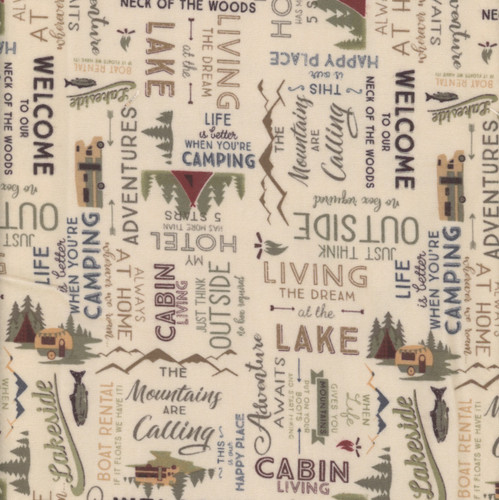 Clothworks Fabrics Dan DiPaolo Cream Living The Dream Flannel Words