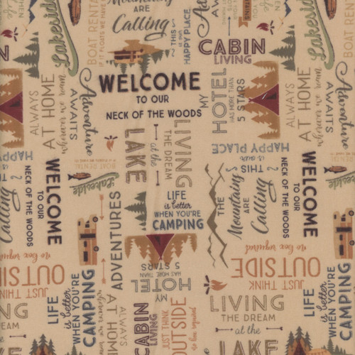 Clothworks Fabrics Dan DiPaolo Tan Brown Living The Dream Flannel Words