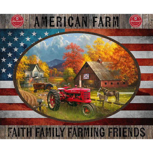 Benartex Fabrics Sykel Farmall Plank Farm Patriotic Panel