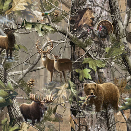 Benartex Fabrics Sykel RealTree Camo with Animals