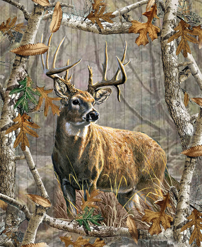Benartex Fabrics Sykel RealTree Camo Camoflauge Stag Deer Panel