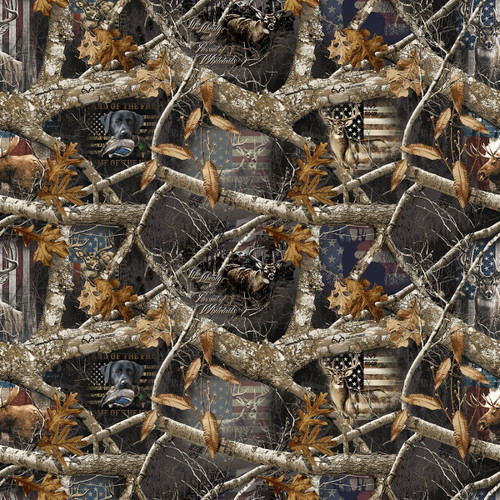 Benartex Fabrics Sykel RealTree Camo Camoflauge Patriotic Scenic Patch