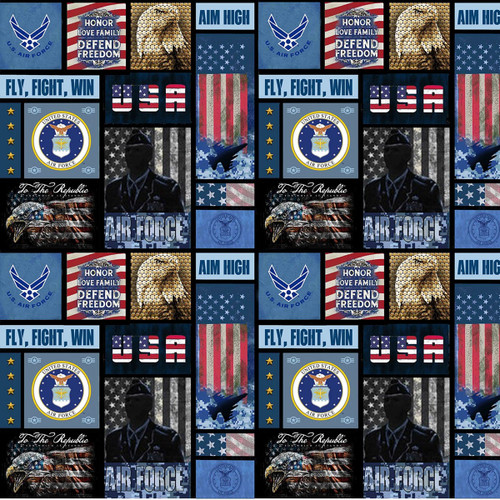 Benartex Fabrics Sykel Military Armed Services Air Force Block All Over