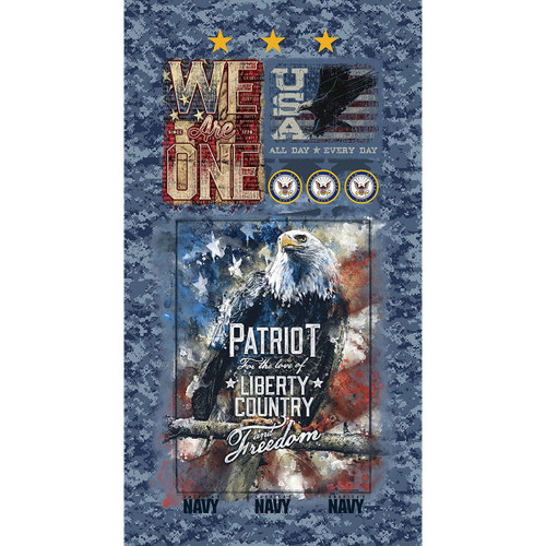 Benartex Fabrics Sykel Military Armed Services Navy Panel