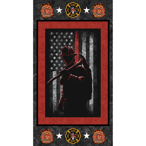 Benartex Fabrics Sykel Military Armed Services Firefighters Red Panel