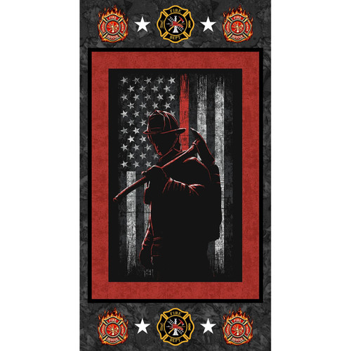 Benartex Fabrics Sykel Military Armed Services Firefighters Red Panel