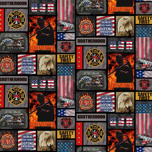 Benartex Fabrics Sykel Military Armed Services Firefighter Block All Over