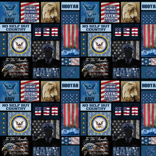 Benartex Fabrics Sykel Military Armed Services Navy Block All Over