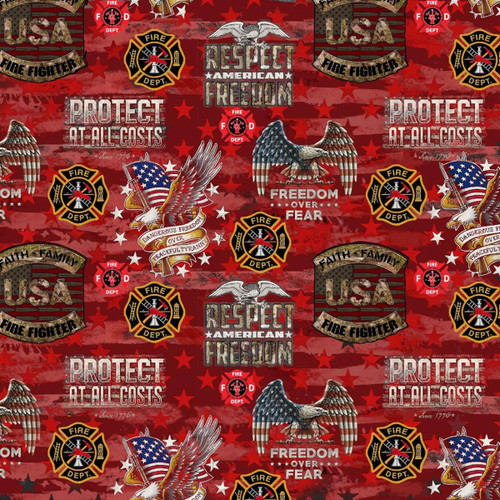 Benartex Fabrics Sykel Military Armed Services Firefighter Camo Flag All Over