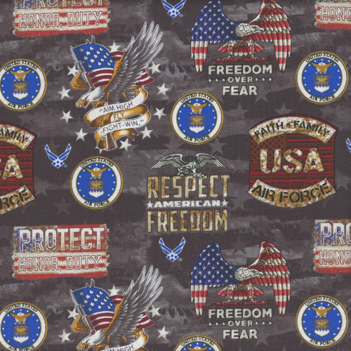 Benartex Fabrics Sykel Military Armed Services Air Force Camo Flag All Over
