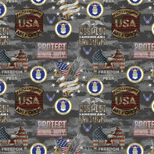 Benartex Fabrics Sykel Military Armed Services Air Force Camo Flag All Over