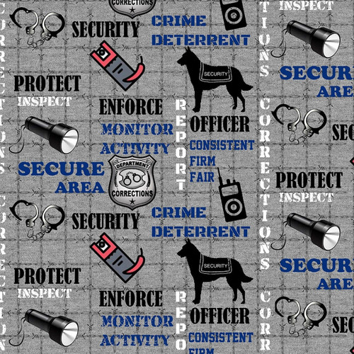 Benartex Fabrics Sykel Law Enforcement Correctional Officers Heather Scenic Logo