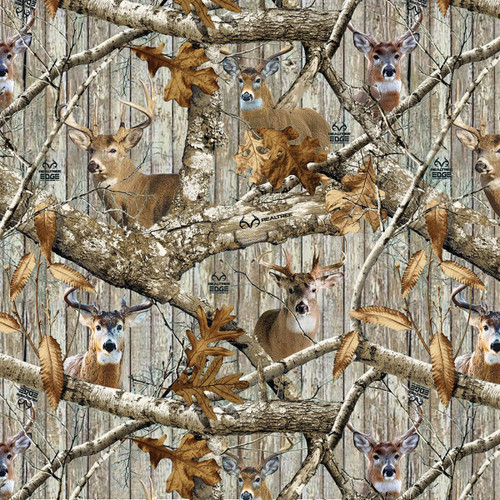 Benartex Fabrics Sykel RealTree Camo Brown Grey Deer in the Branches