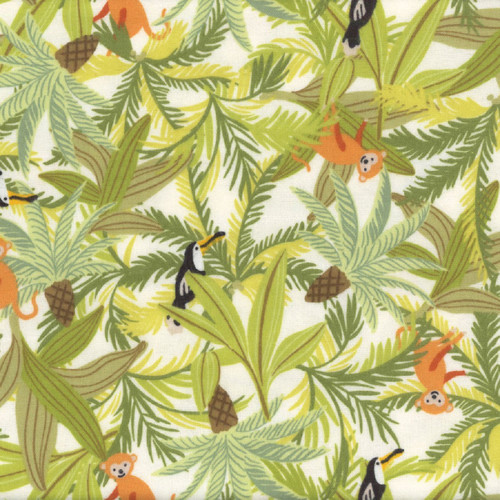 Windham Fabrics Whistler Studios King of the Jungle Flannel Ivory Canopy Creatures