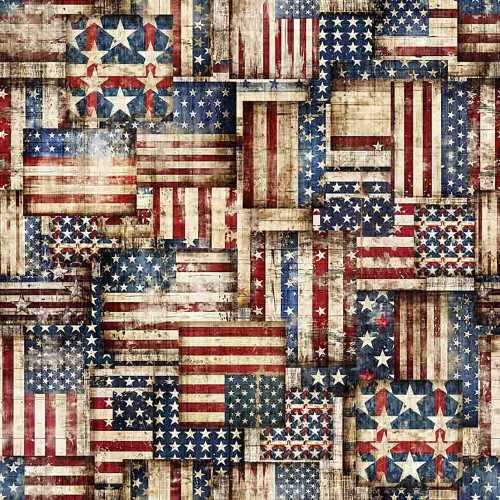 Quilting Treasures Fabrics 1776 by Dan Morris Patchwork Flag 108 Inch Quilt Back