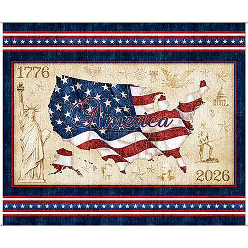 Quilting Treasures Fabrics 1776 by Dan Morris Red White Blue American Flag Panel