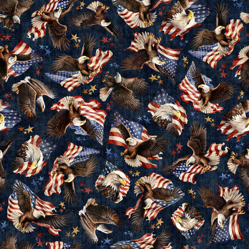 Quilting Treasures Fabrics 1776 by Dan Morris Navy Blue American Flag Eagle