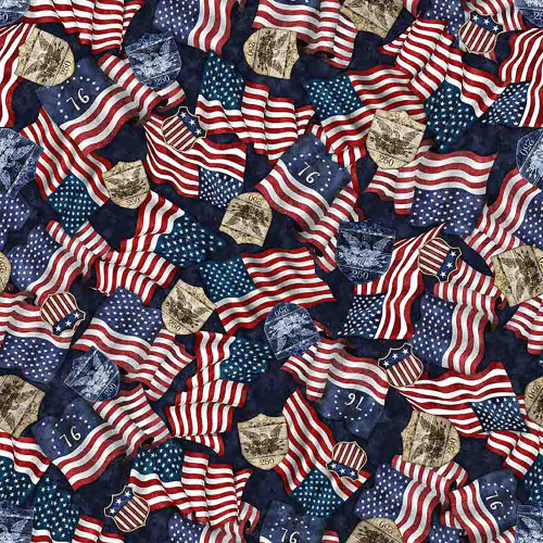Quilting Treasures Fabrics 1776 by Dan Morris Navy Blue Red Independence American Flag