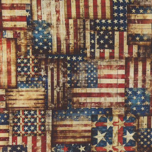 Quilting Treasures Fabrics 1776 by Dan Morris Vintage American Flag Patchwork
