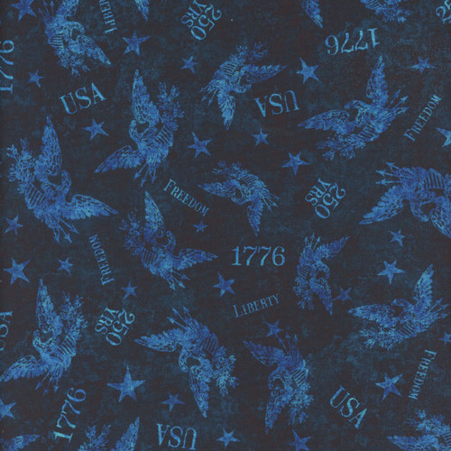 Quilting Treasures Fabrics 1776 by Dan Morris Blue Tonal Freedom Eagle