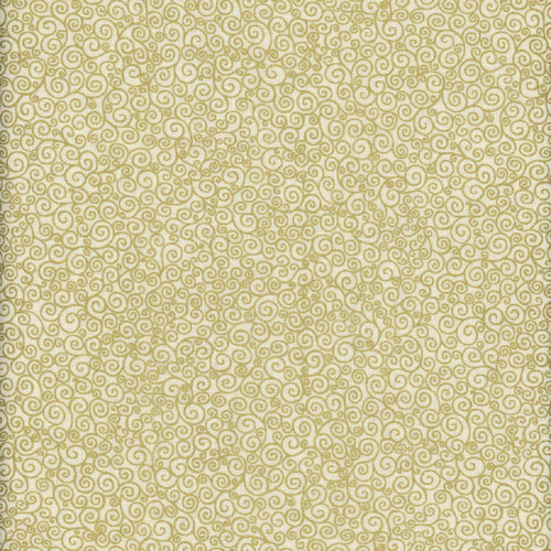 Andover Fabrics Good Tidings by Makower UK Cream Scroll, a fabric with a detailed pattern of cream-colored scrolls on a light background.