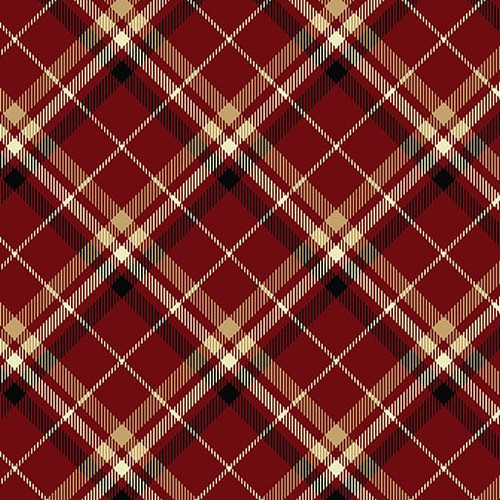 Benartex Fabrics 108 Inch Wide Quilt Backs Red Tan Black Tartan Plaid
