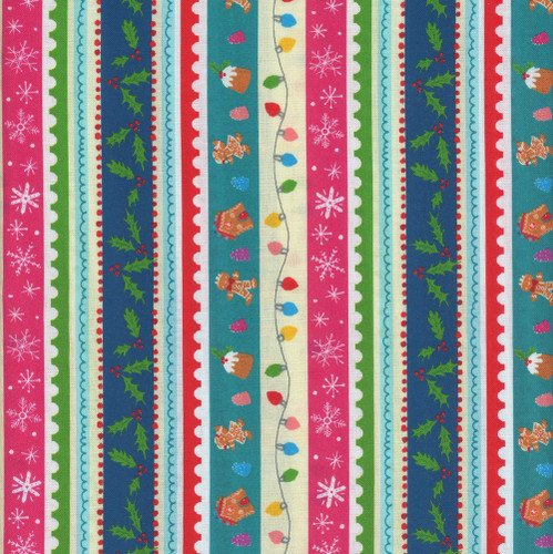 3 Wishes Fabrics Holidazzle Emiko Rainbows Gingerbread Men Cream