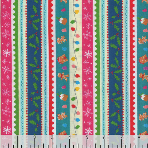 3 Wishes Fabrics Holidazzle Emiko Rainbows Gingerbread Men Cream