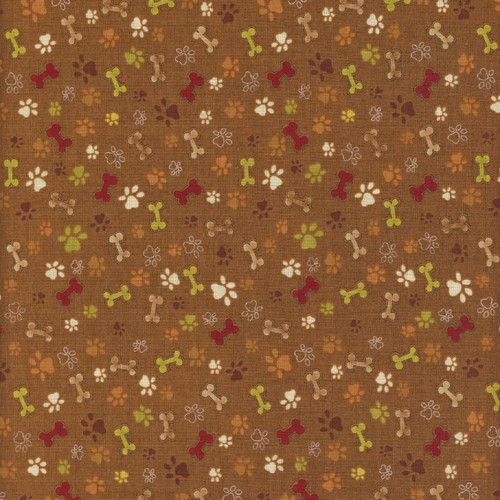Henry Glass Fabrics Home is Where the Dog Is II The Whole Country Caboodle Brown Paw Prints