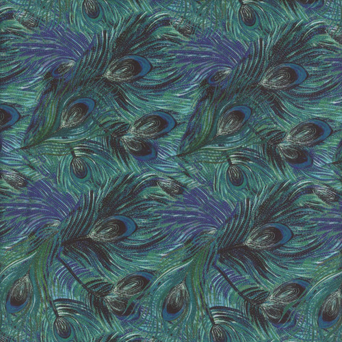 Benartex Fabrics Affinity Danielle Duer Teal Blue Affinity Feathers