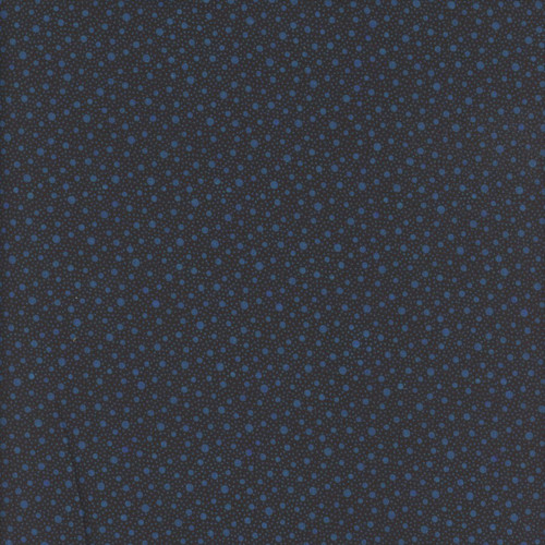 Benartex Fabrics Affinity Danielle Duer Indigo Blue Dapple Dot, fabric with a navy background and small blue dotted pattern.