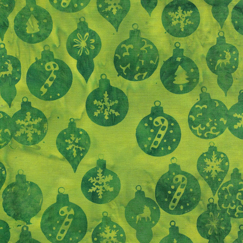 Lumin Fabrics Island Batik Merry Moments Ornaments Green Pistachio