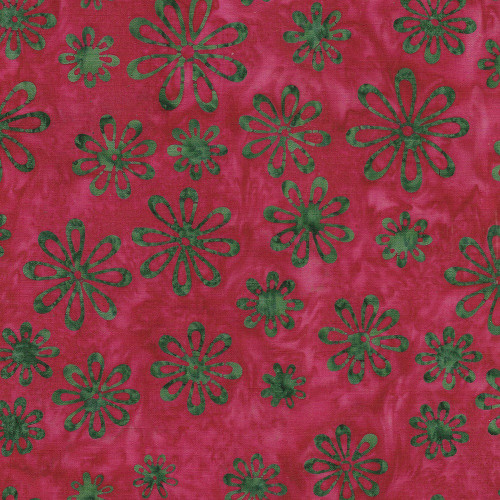 Lumin Fabrics Island Batik Merry Moments Seasonal Floral Red Imperial