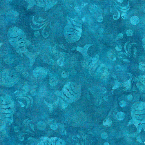 Lumin Fabrics Island Batik Splish Splash Fish Teal Aruba