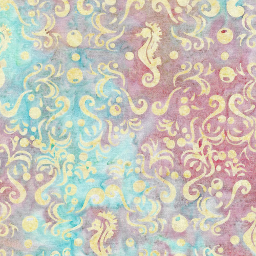 Lumin Fabrics Island Batik Splish Splash Splash Medallion Teal Parakeet