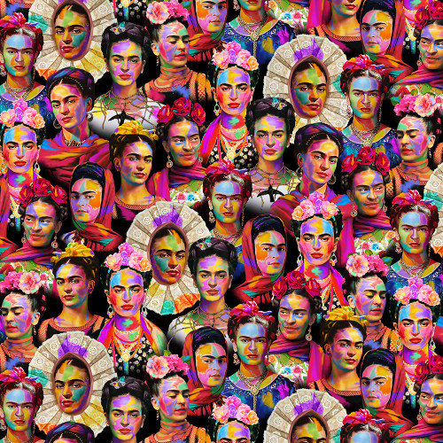 Timeless Treasures Fabrics Stroke of Genius Black Packed Artist Faces