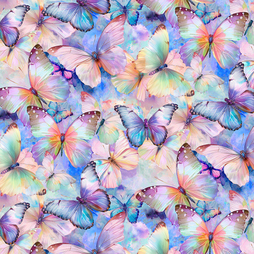 Timeless Treasures Fabrics Flutter Multi Packed Butterflies