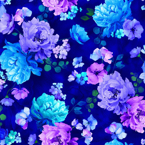 Timeless Treasures Fabrics Bellagio by Chong A Hwang Navy Tossed Floral Bouquet