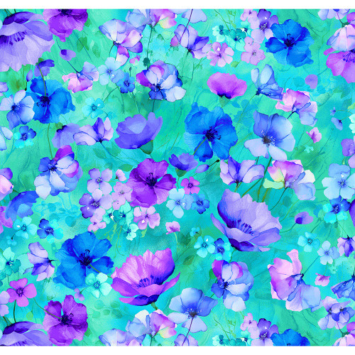 Timeless Treasures Fabrics Bellagio by Chong A Hwang Green Floral Field