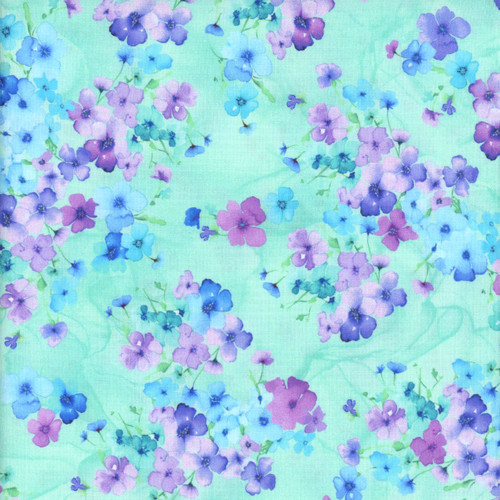Timeless Treasures Fabrics Bellagio by Chong A Hwang Aqua Small Florals
