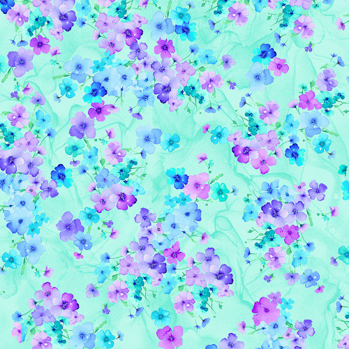 Timeless Treasures Fabrics Bellagio by Chong A Hwang Aqua Small Florals