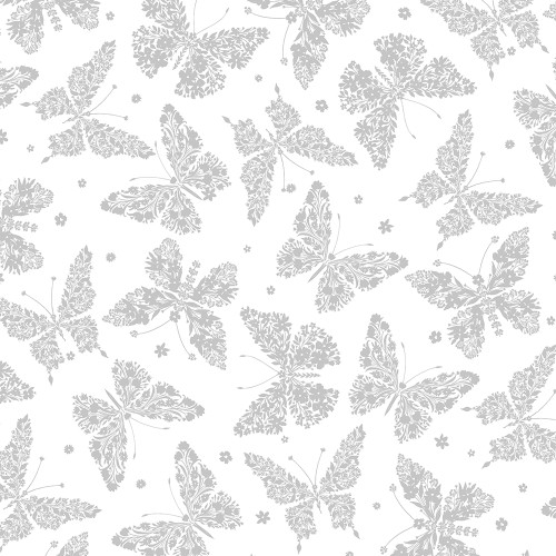 Timeless Treasures Fabrics Whiteout White Floral Butterflies