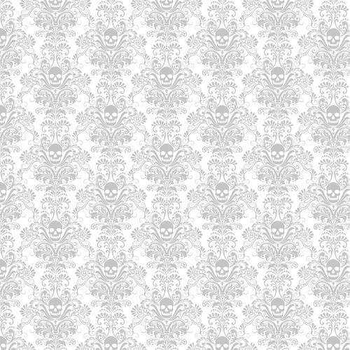 Timeless Treasures Fabrics Whiteout White Skull Damask
