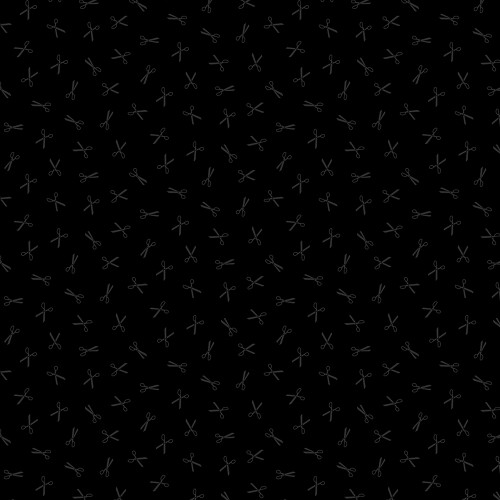 Timeless Treasures Fabrics Blackout Black Tossed Scissors