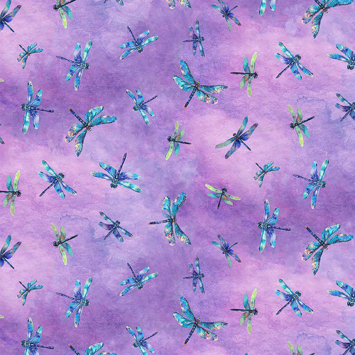 Timeless Treasures Fabrics Dragonfly Mist Lavender Flying Dragonflies
