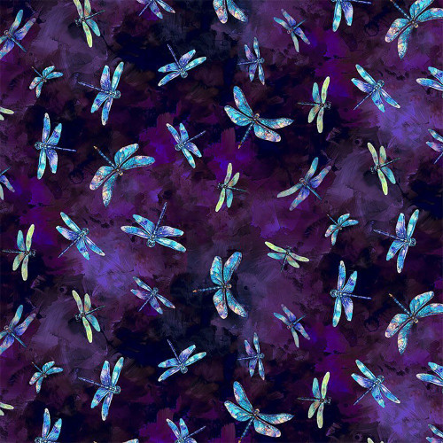 Timeless Treasures Fabrics Dragonfly Mist Purple Flying Dragonflies