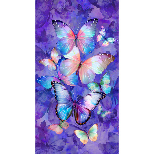 Timeless Treasures Fabrics Flutter Purple Purple Butterfly Panel 24"